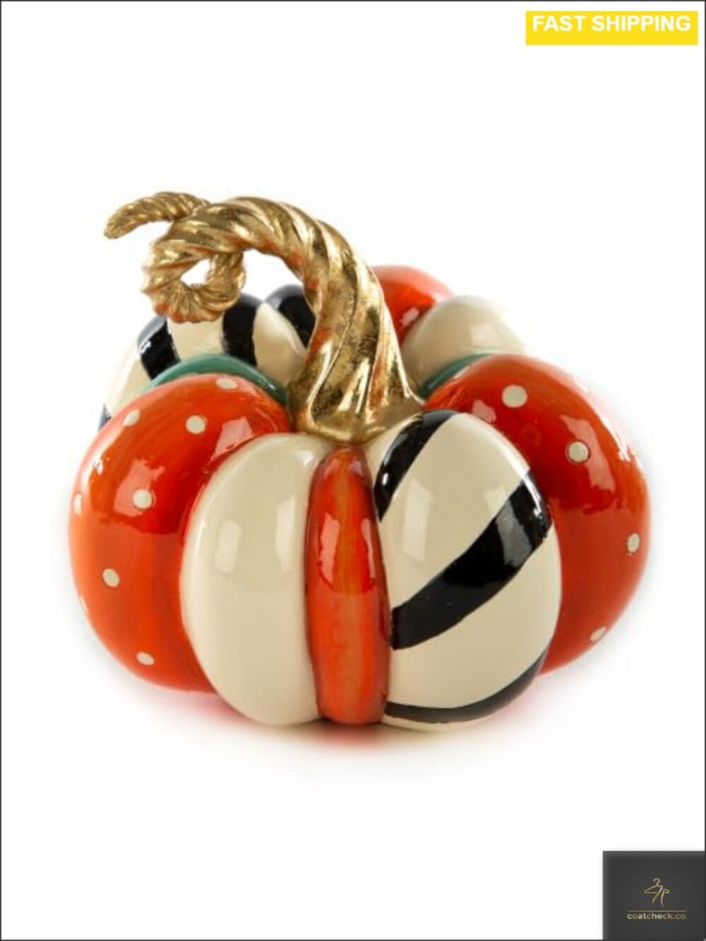 Hand-Painted Resin Mini Pumpkin Figurine Fall Home Decor 5"